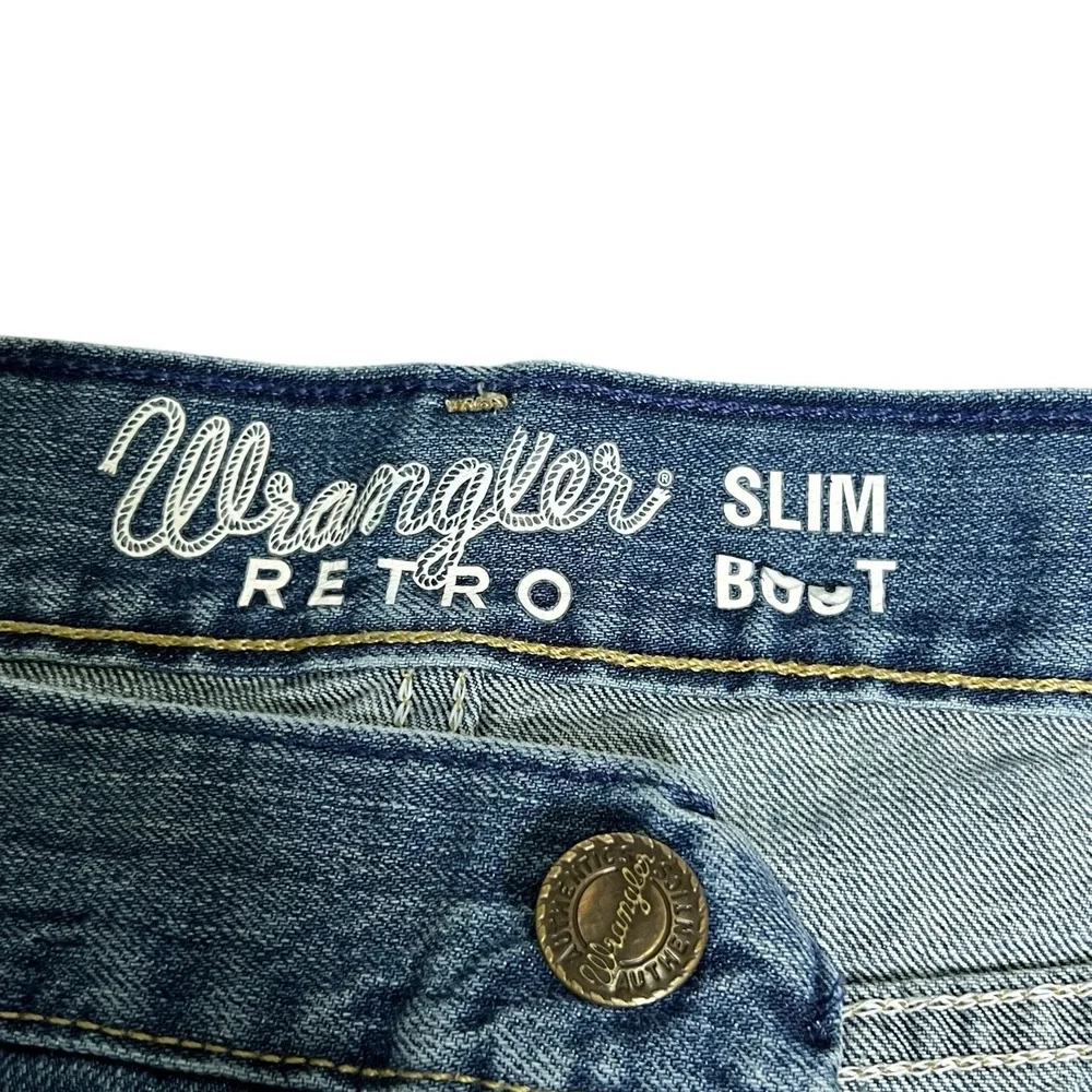 Wrangler Jeans Mens 40 x 32 Retro‎ Slim Boot Med Wash 100% Cotton 77MWZWO